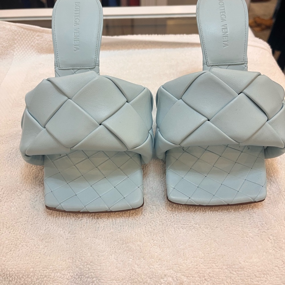 Bottega Veneta Light Blue Woven Sandals